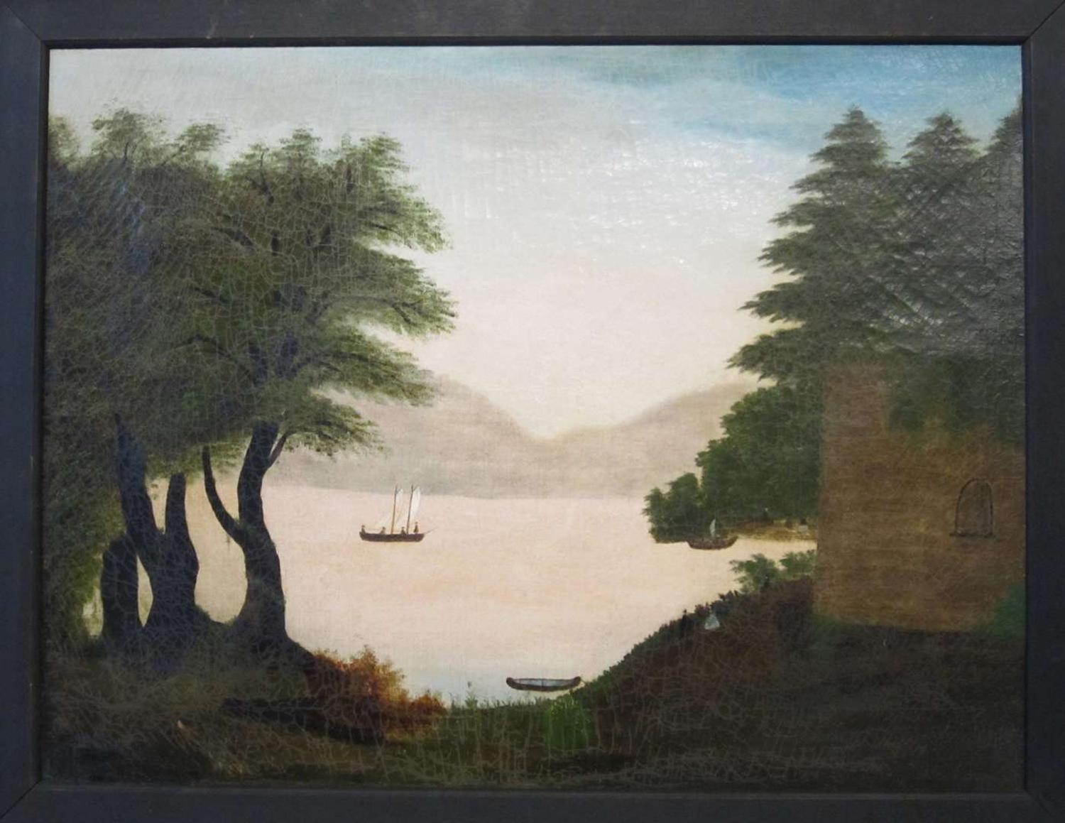 Anglo/American School 19th/20th century landscape scene with river and fort