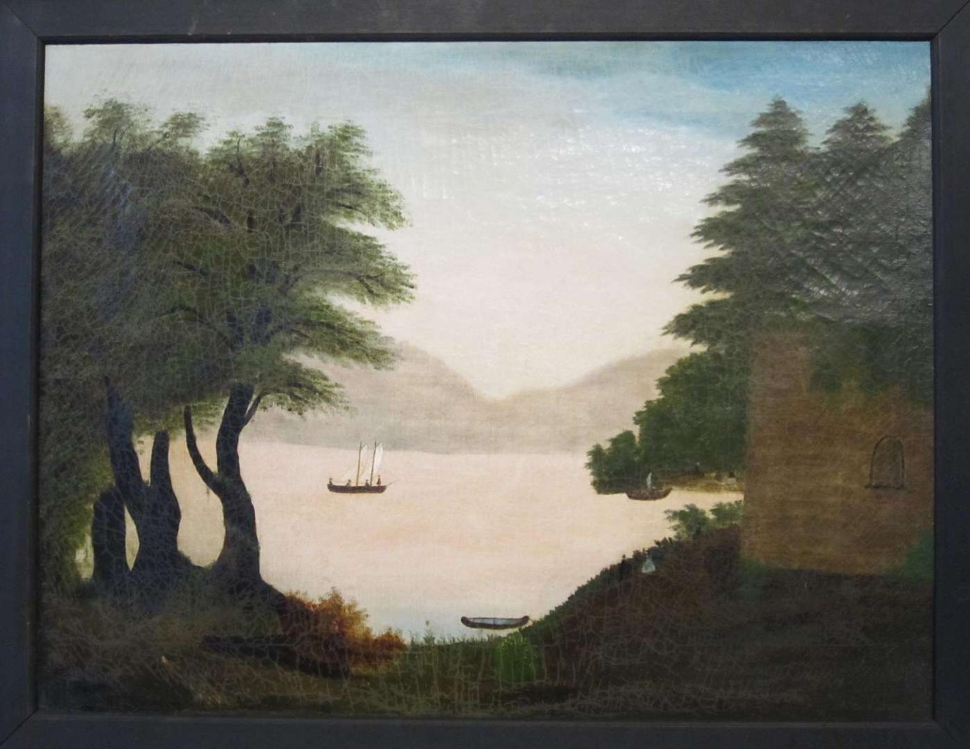 Anglo/American School 19th/20th century landscape scene with river and fort