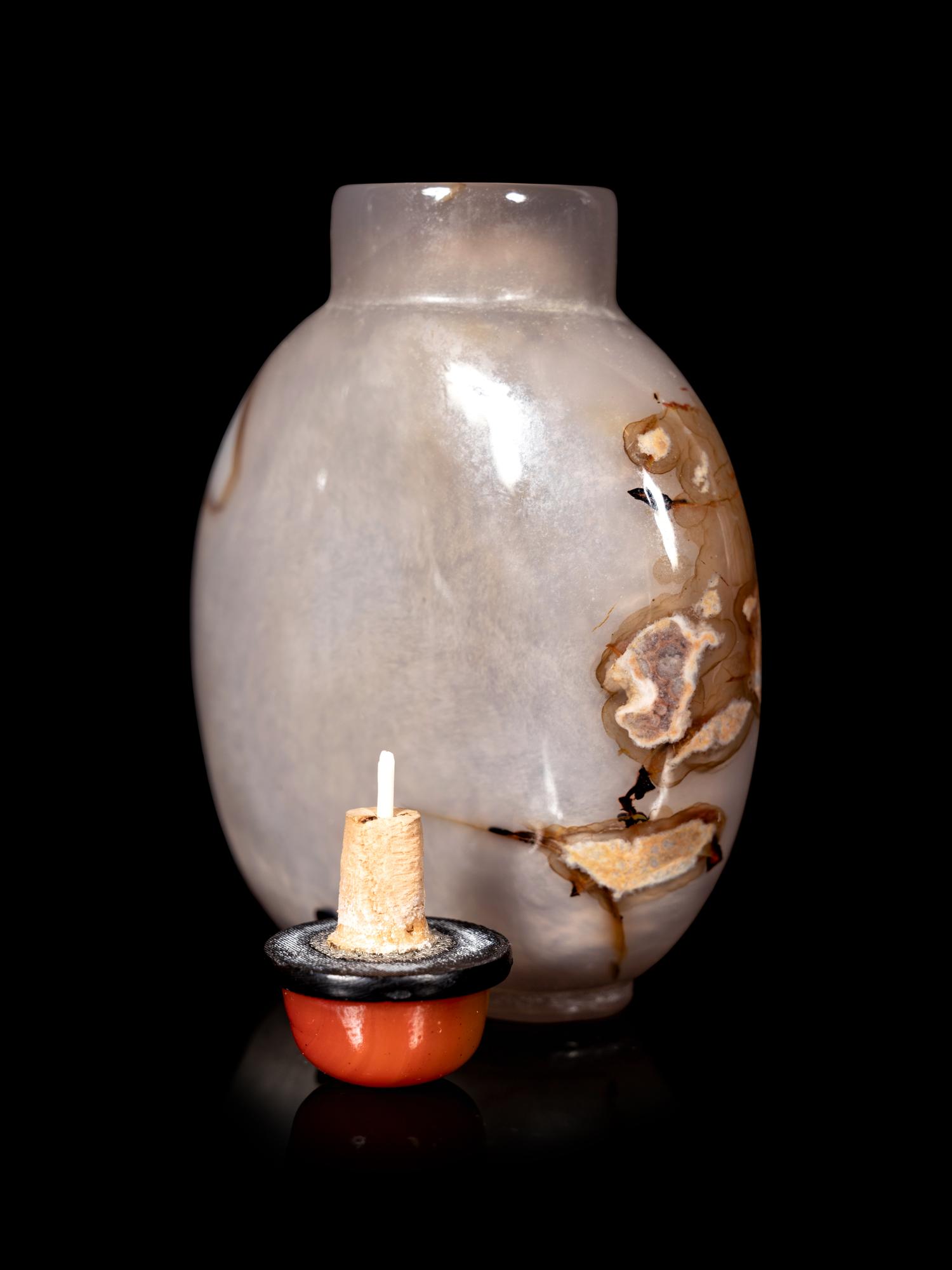 Five Chinese Hardstone and Glass Snuff Bottles
