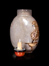Five Chinese Hardstone and Glass Snuff Bottles