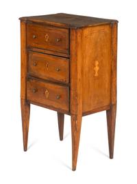 An Italian Walnut and Marquetry Commodino