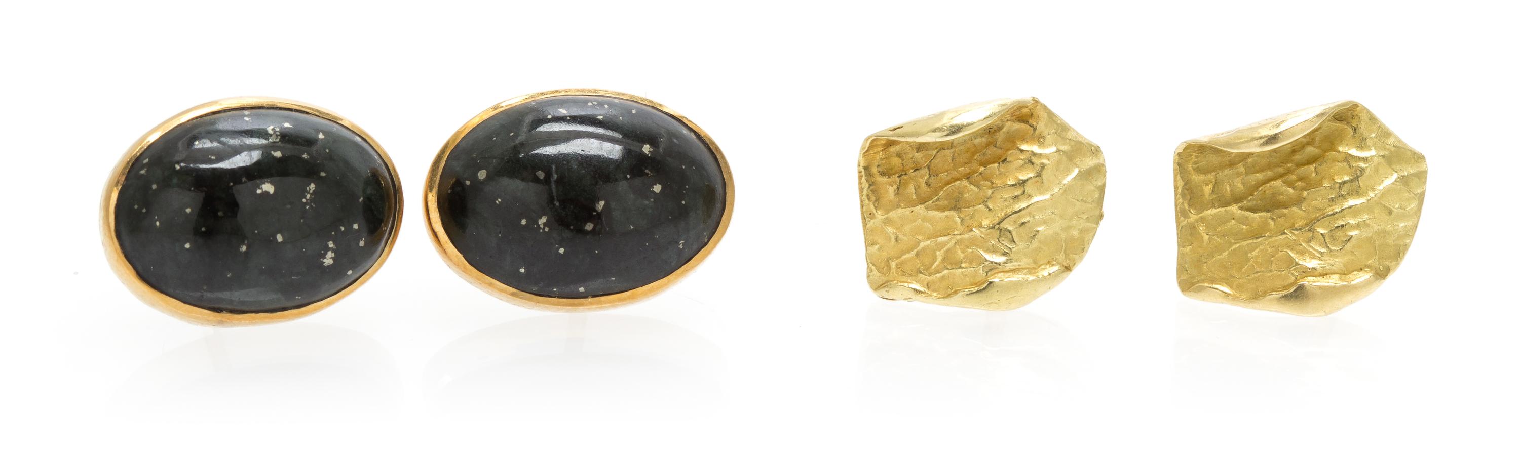 A Collection of Yellow Gold and Gemstone Earrings, 4.40 dwts.