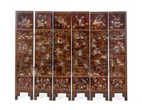 A Chinese Export Lacquered Six-Panel Screen