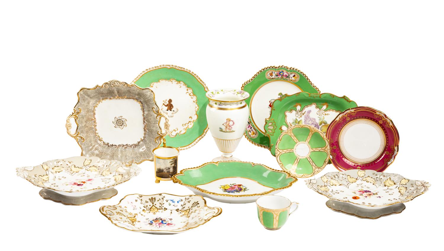 A Collection of Twelve English Porcelain Articles