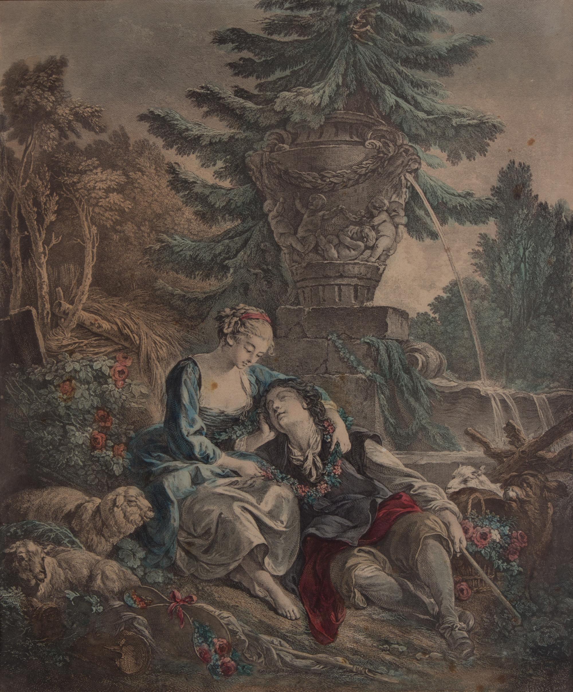 A Set of Three French Color Engravings Largest 13 x 17 1/4 inches. — LATE 19TH CENTURY