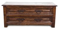 A Continental Walnut Two-Drawer Chest Height 31 x length 72 x depth 25 1/2 inches. — 17TH CENTURY
