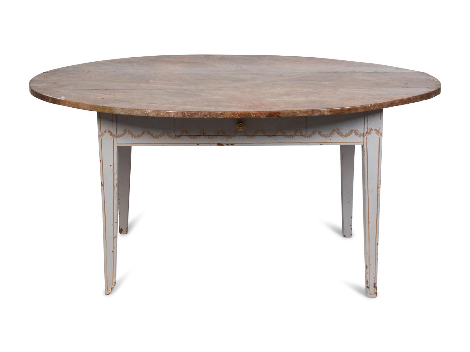 An Italian Style Painted Faux Marble-Top Dining Table