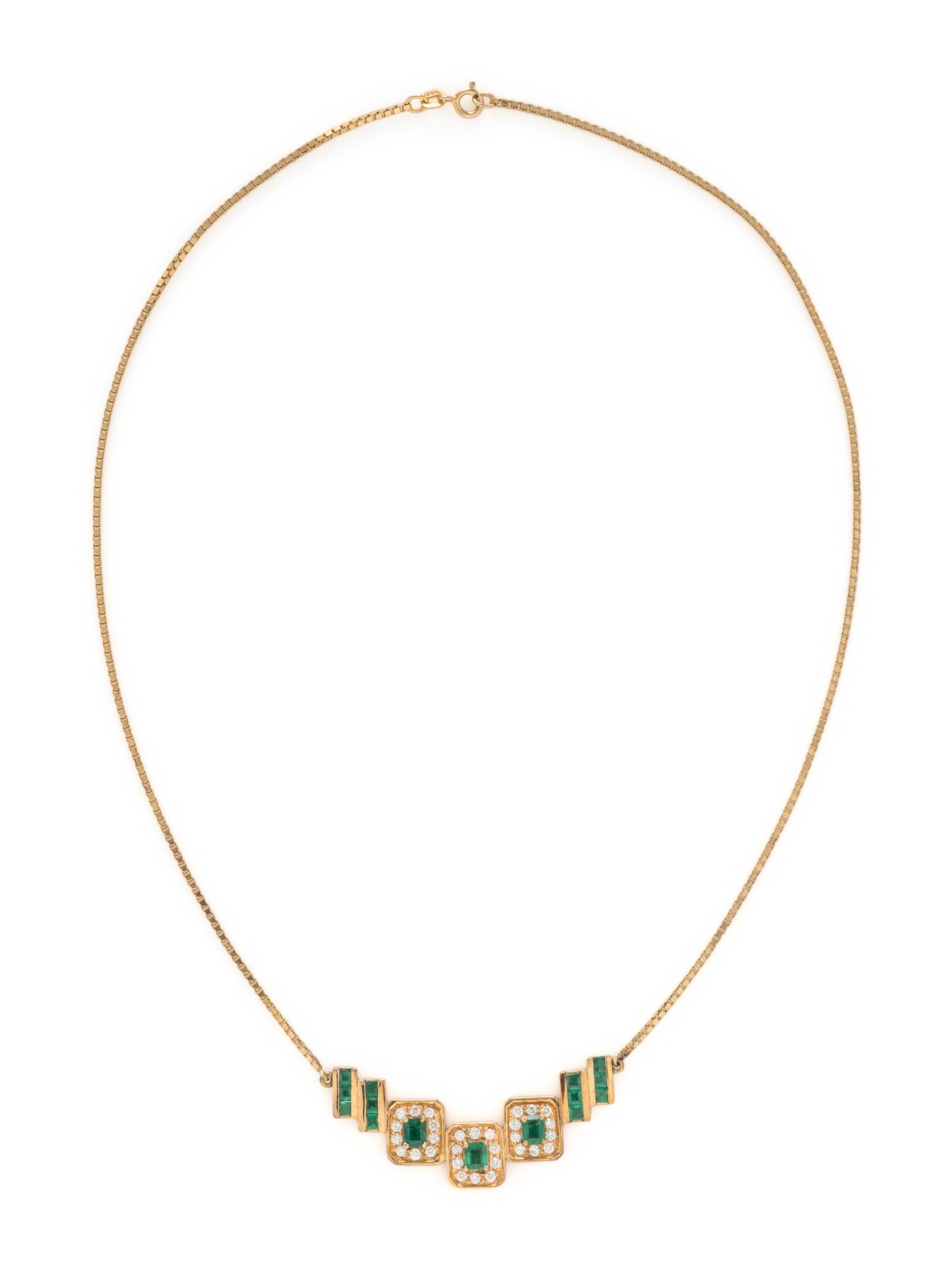 EMERALD AND DIAMOND NECKLACE