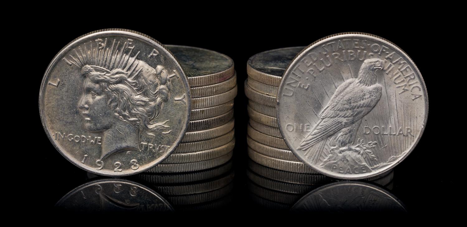 A Group of Twenty United States 1922 Peace Silver Dollar Coins