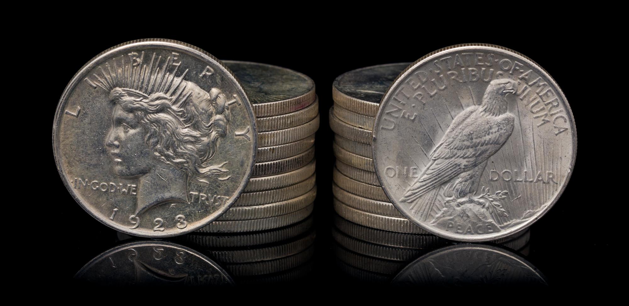 A Group of Twenty United States 1922 Peace Silver Dollar Coins