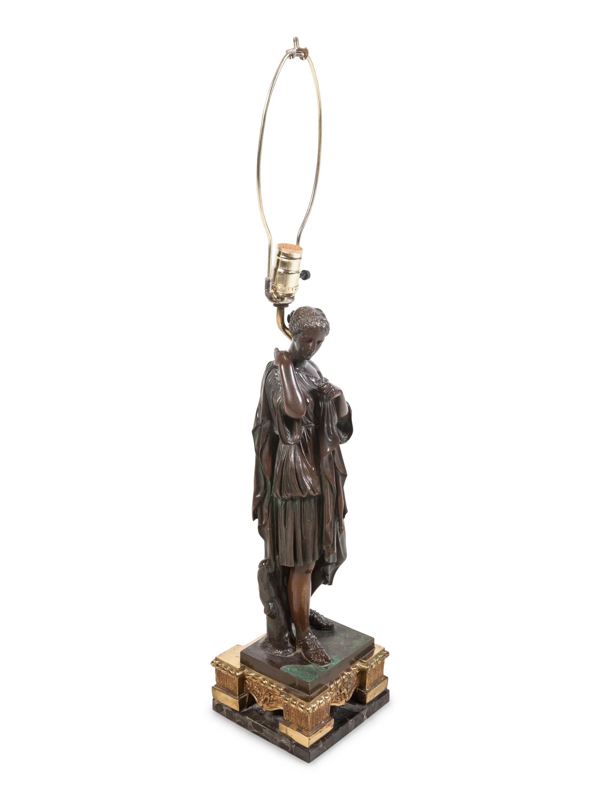 A Grand Tour Bronze Figure Mounted as a Lamp