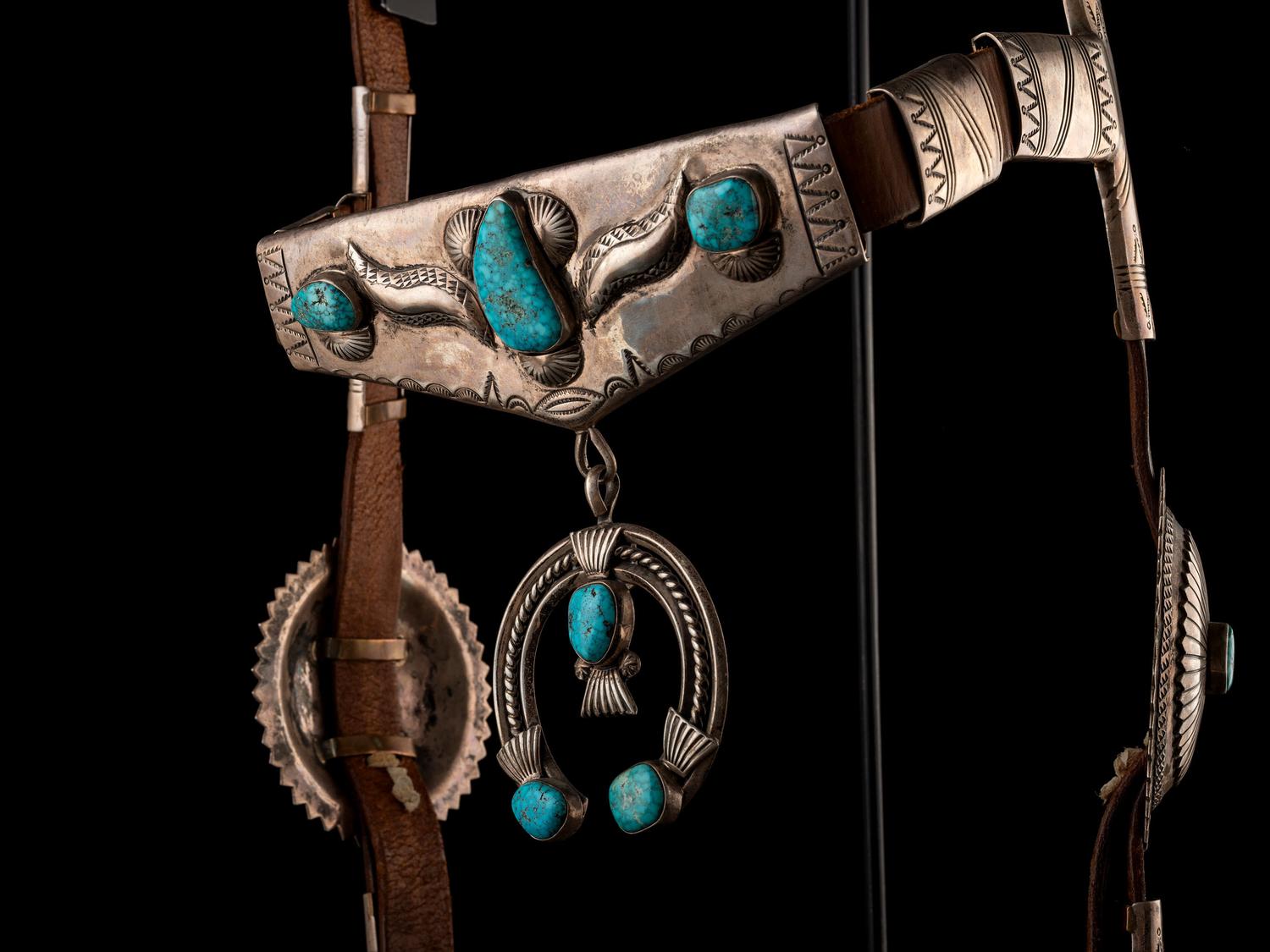 Navajo Silver and High Grade Turquoise Headstall