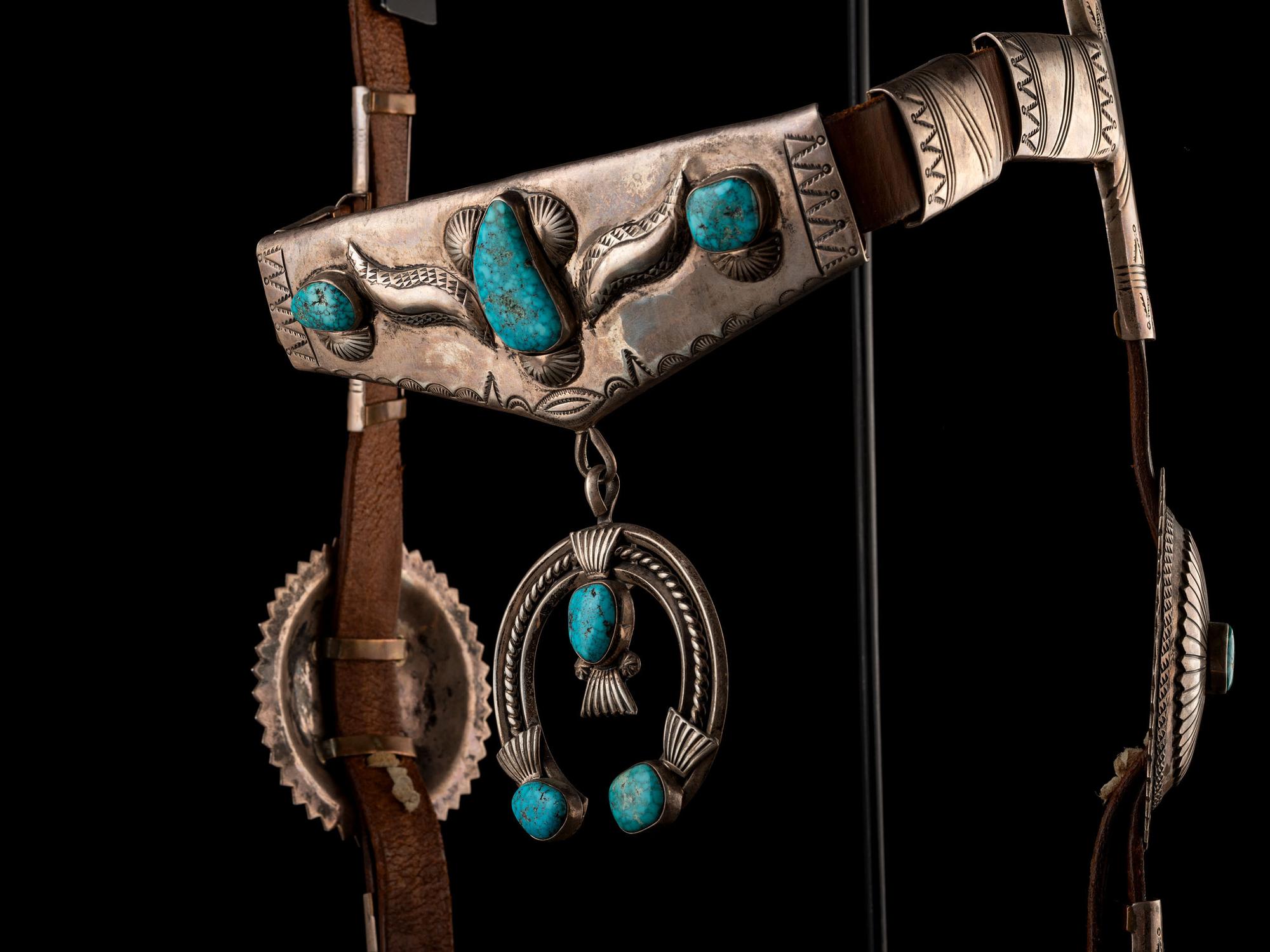 Navajo Silver and High Grade Turquoise Headstall