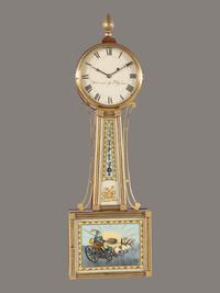 A Federal Mahogany and Eglomise Apollo Banjo Clock
