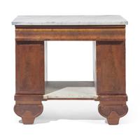 A Classical Figured Mahogany and White Marble Mixing Table