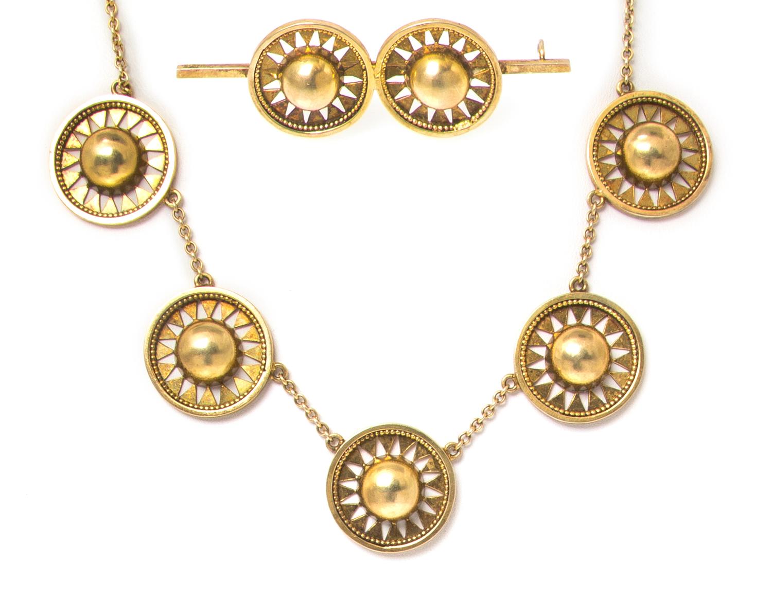 An Antique Yellow Gold Demi Parure, 24.80 dwts.