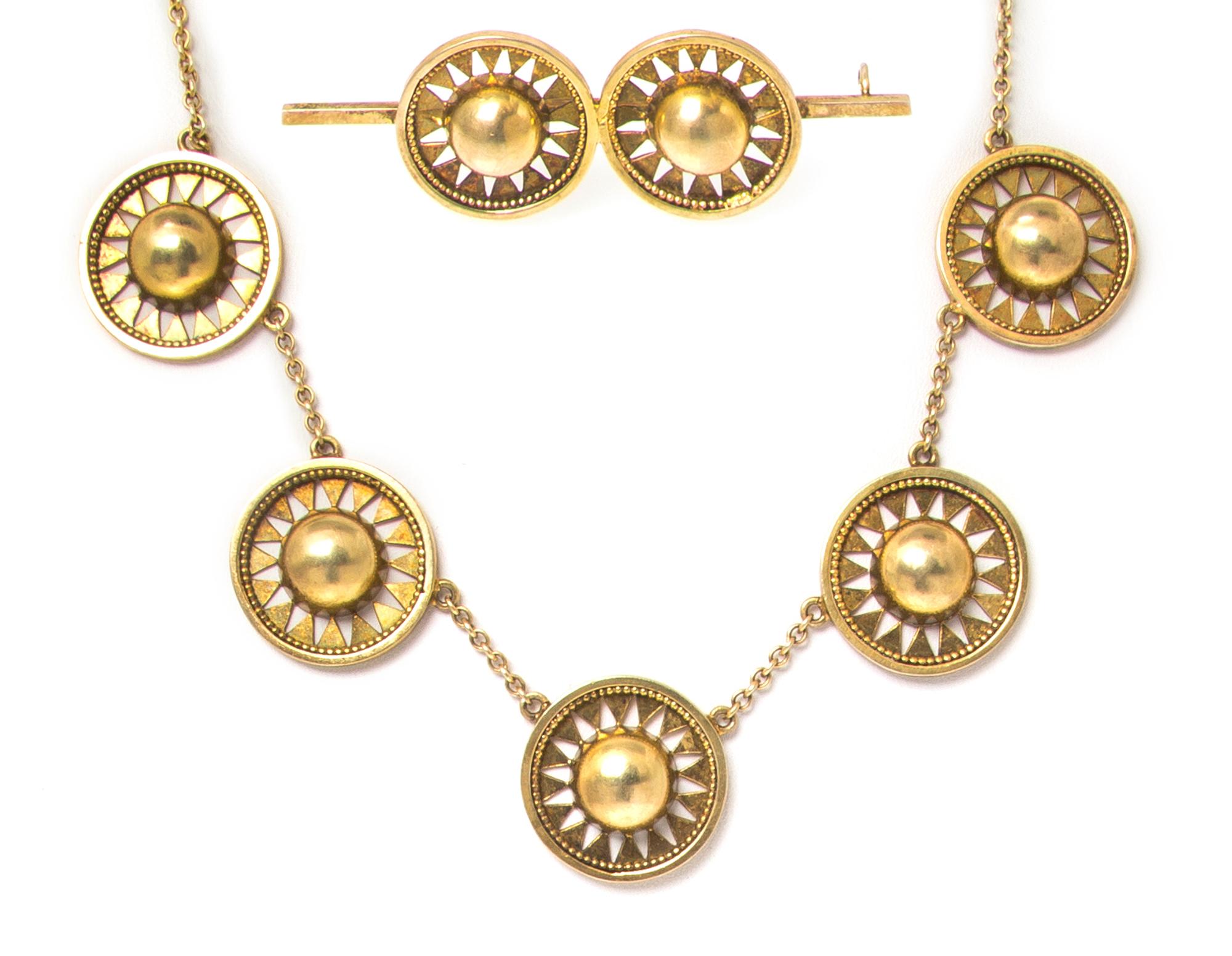 An Antique Yellow Gold Demi Parure, 24.80 dwts.