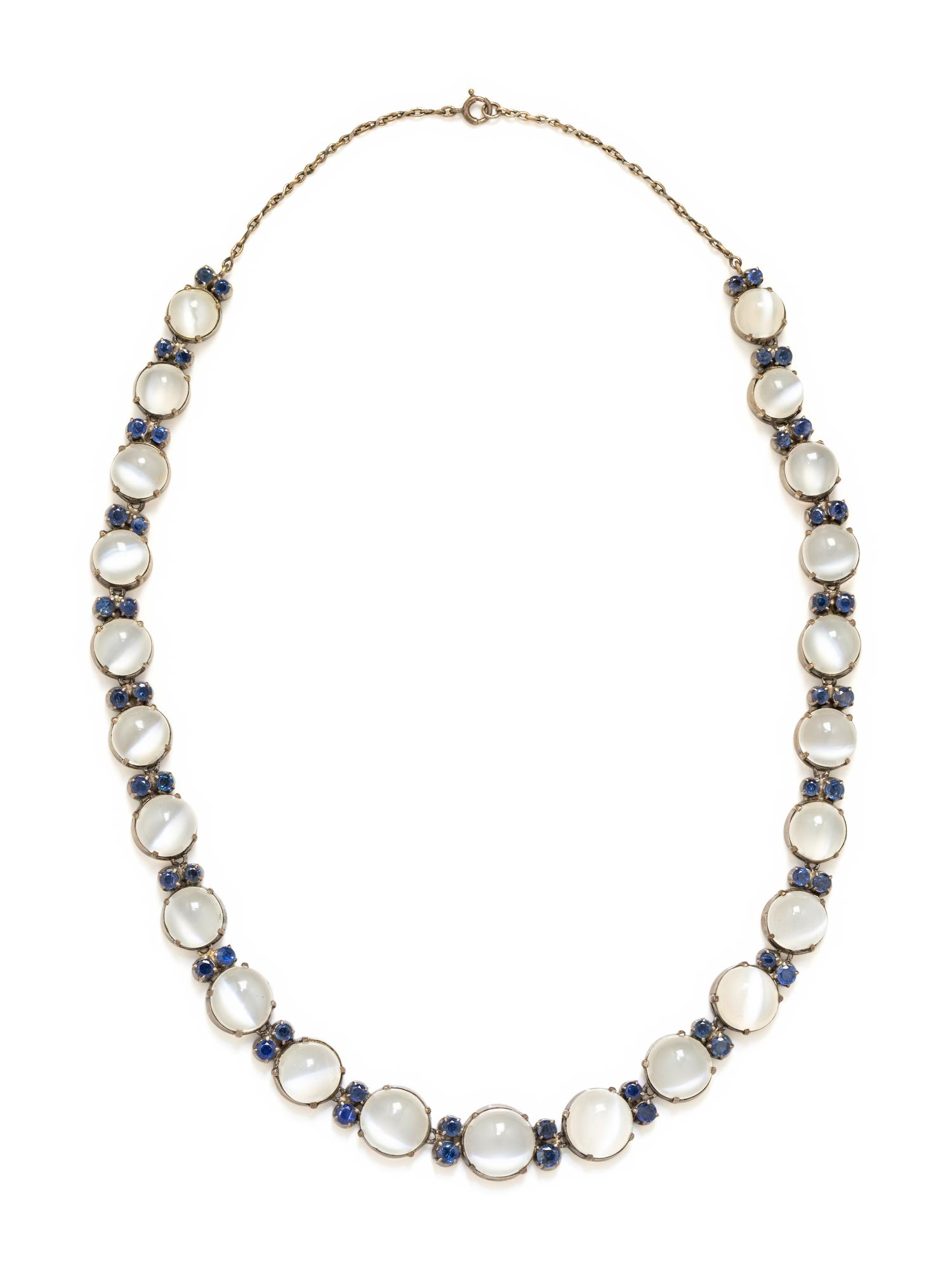 MOONSTONE AND SAPPHIRE NECKLACE