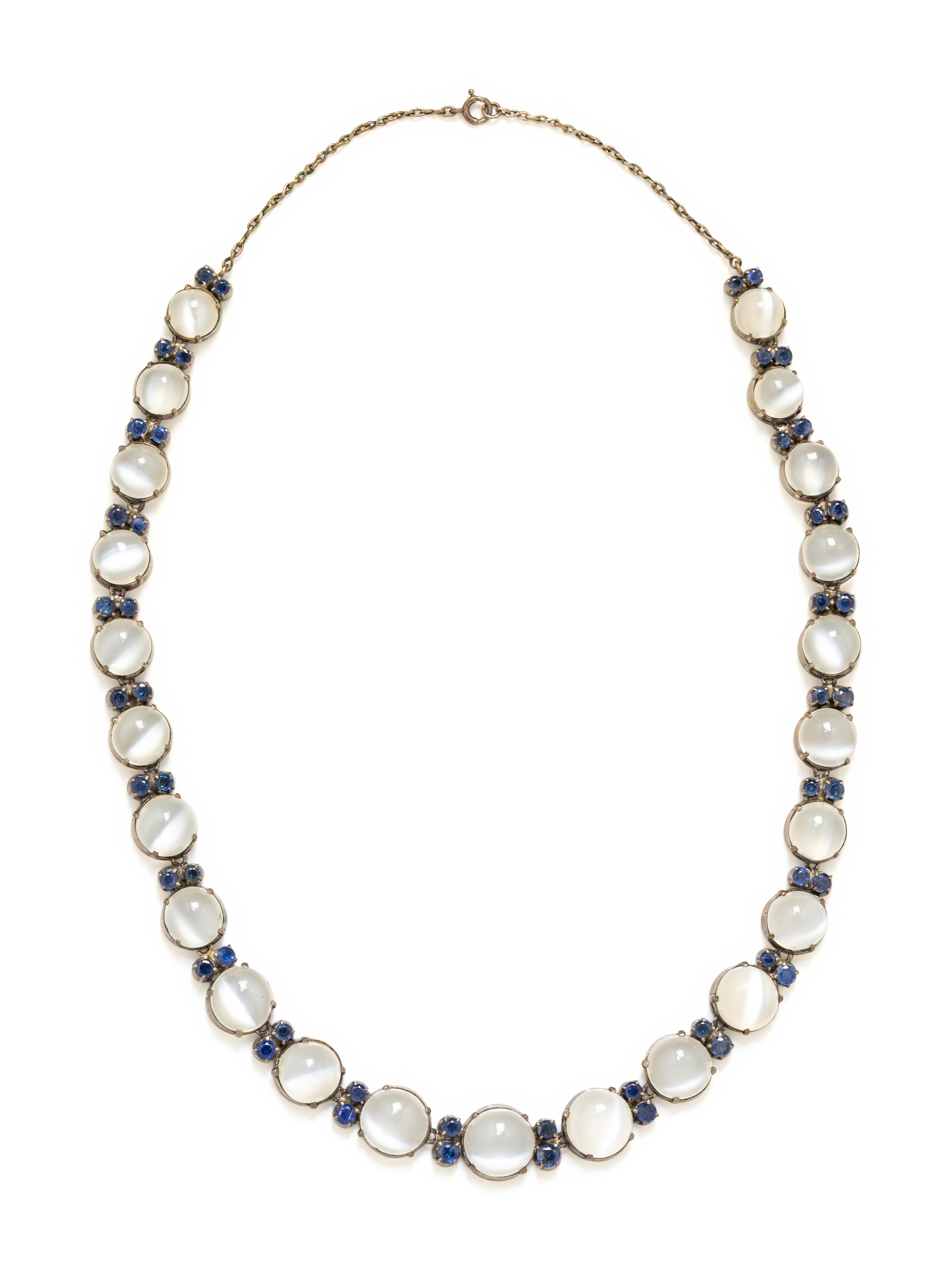 MOONSTONE AND SAPPHIRE NECKLACE