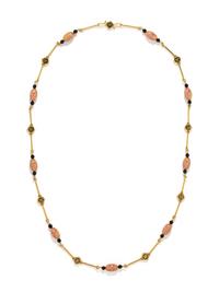 YELLOW GOLD AND ENAMEL LONGCHAIN NECKLACE