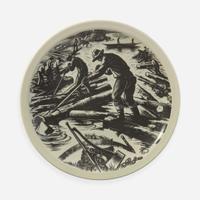 A Set of Twelve Wedgwood Queensware "New England Industries" Plates UK, 1950s