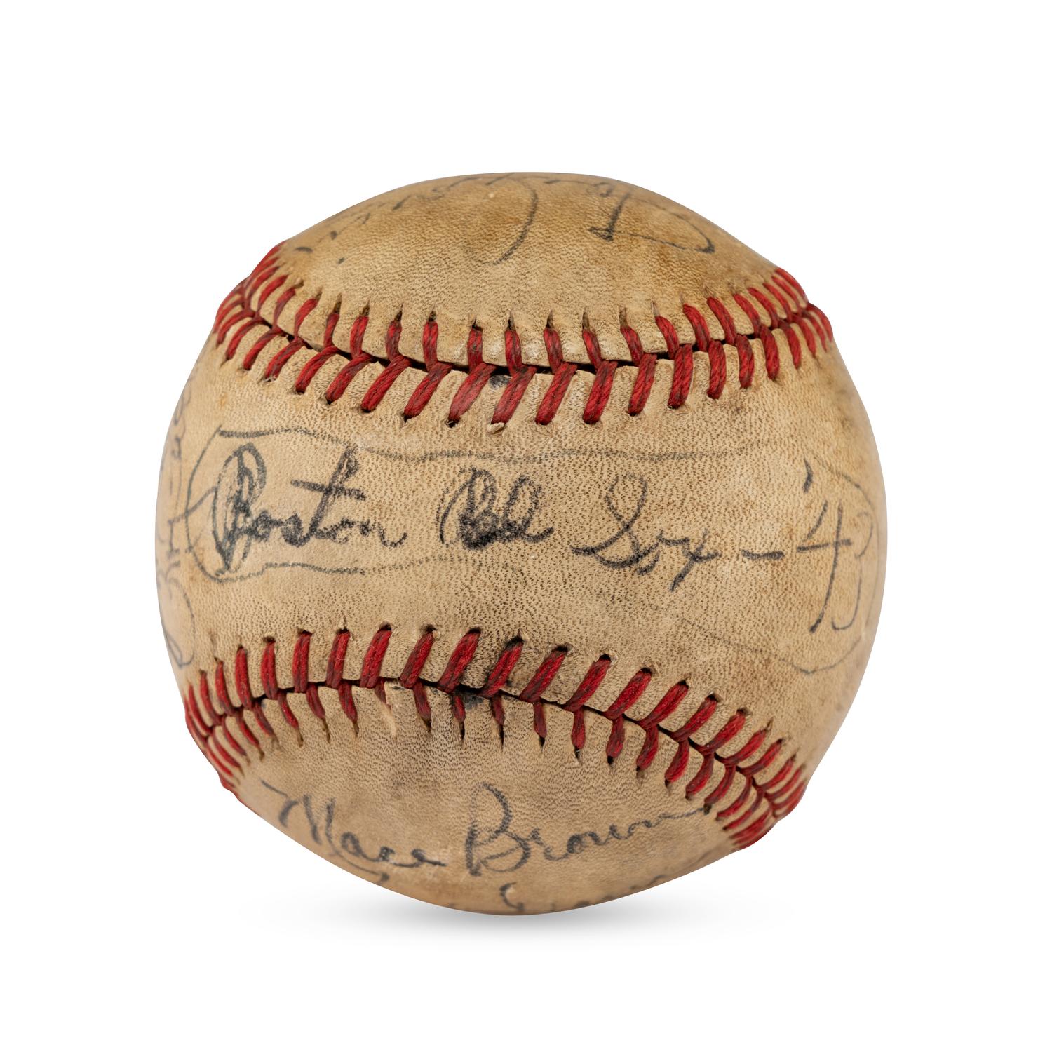 A 1943 Boston Red Sox Partial Team Signed Autograph Baseball (Beckett Authentication Services)