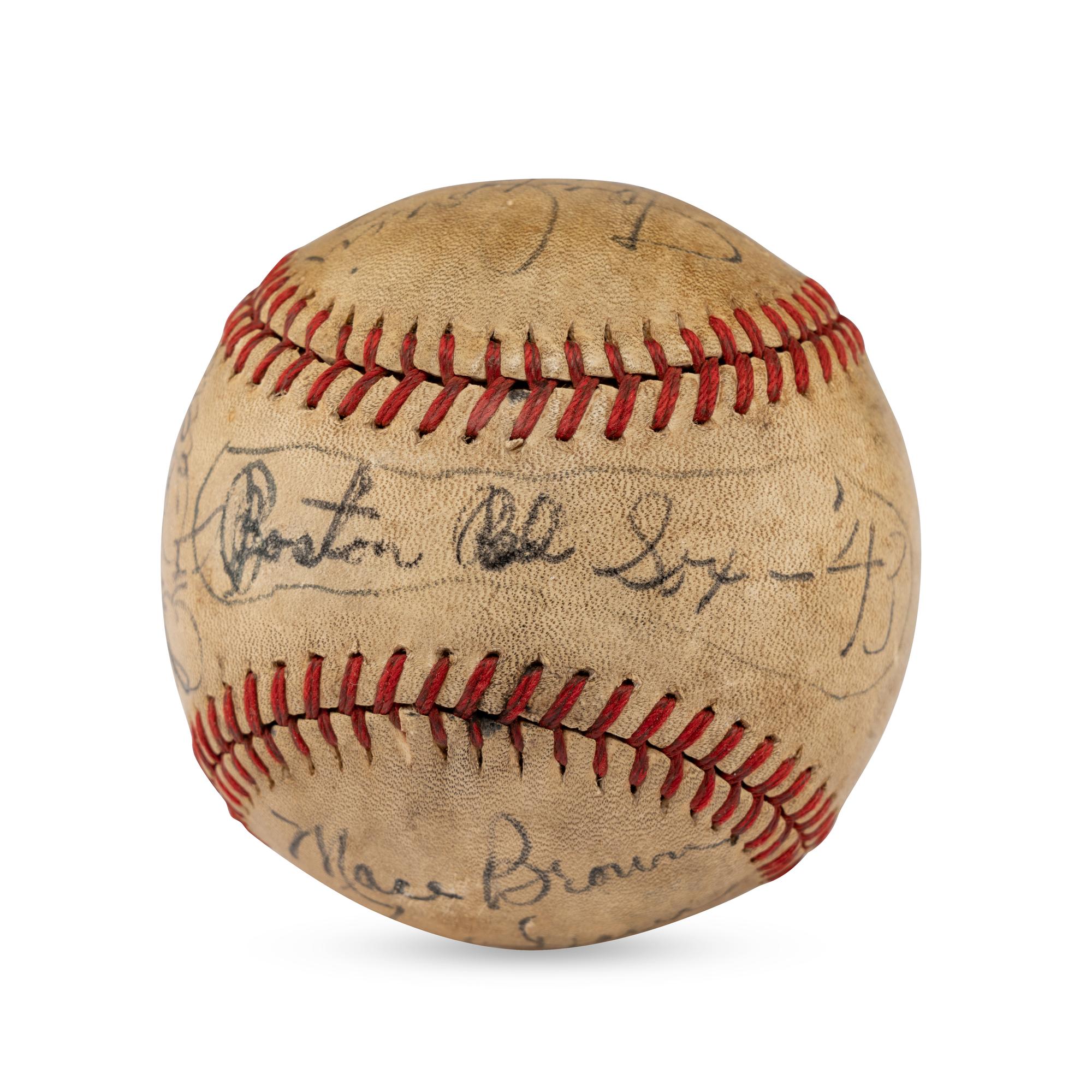 A 1943 Boston Red Sox Partial Team Signed Autograph Baseball (Beckett Authentication Services)