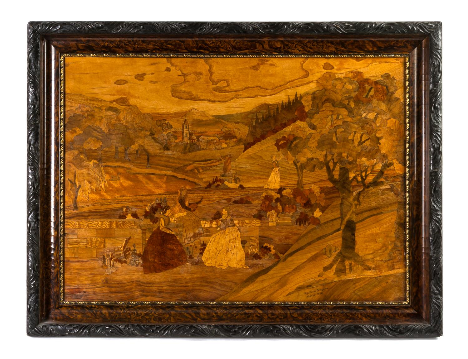 A Continental Parquetry Panel, Height 19 x width 26 1/2 inches.