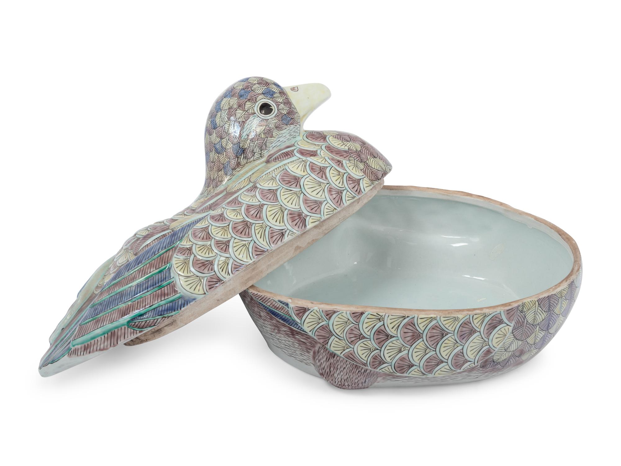 A Chinese Export Porcelain Goose Tureen