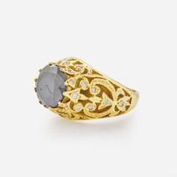 An 18K Yellow Gold and Black Diamond Ring