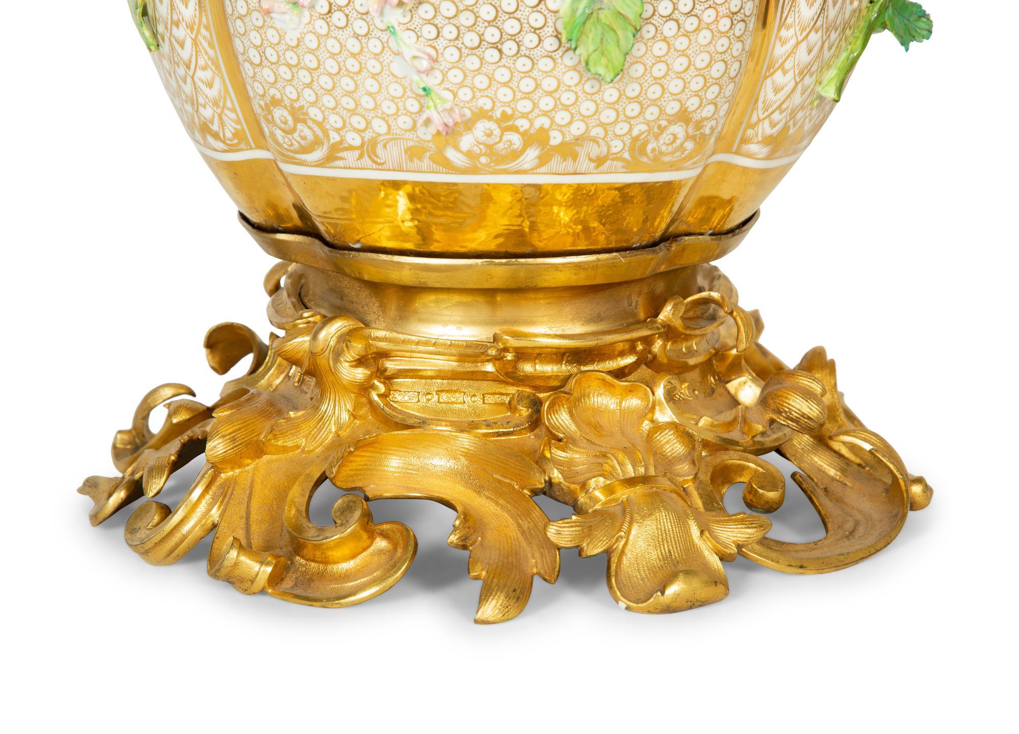 A Large French Gilt Bronze Mounted Porcelain Vase