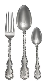 An American Silver Flatware Partial Service, Whiting Mfg. Co., New York, NY, Louis XVpattern, comprising: 10 dinner forks 2 serving spo