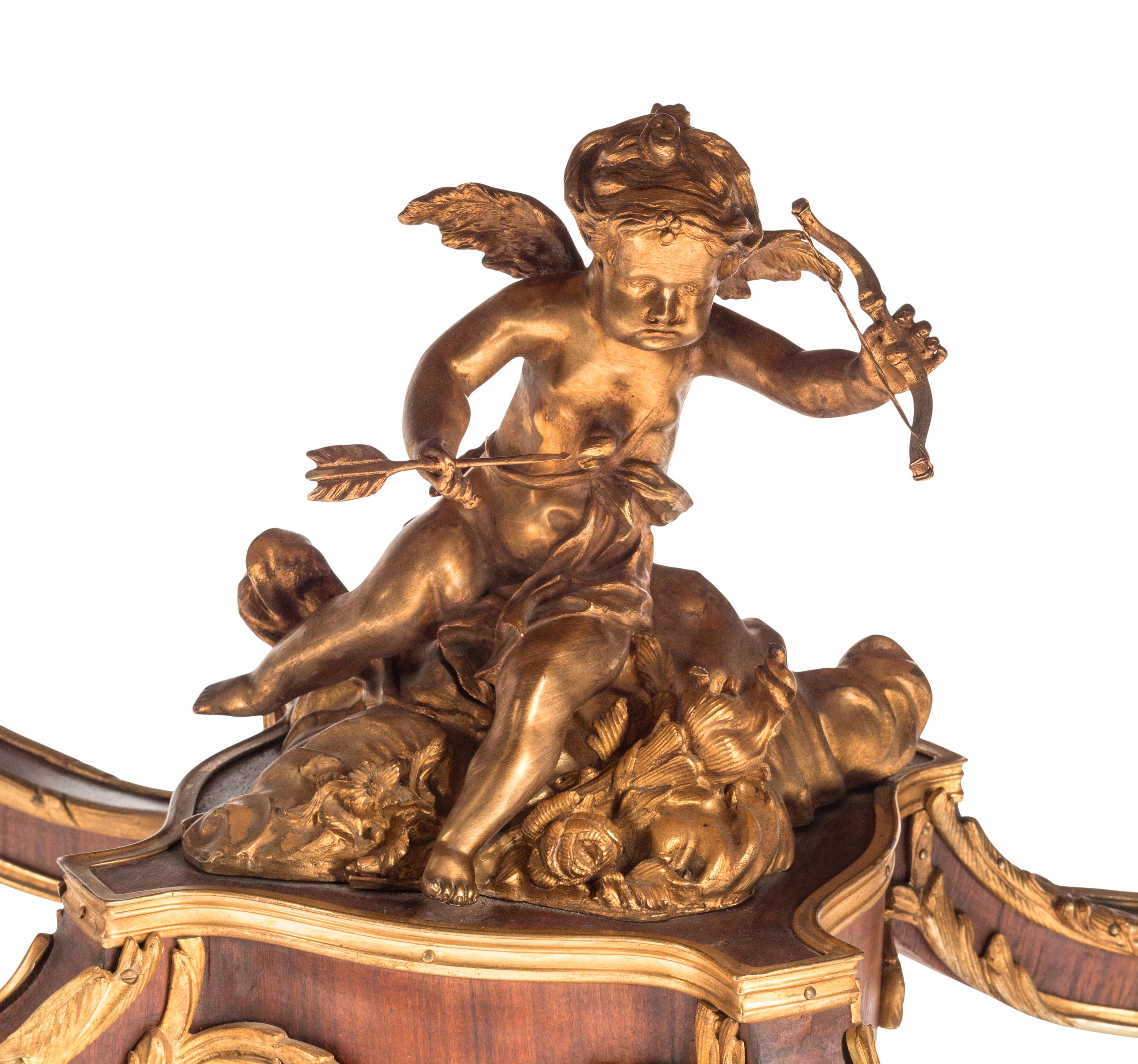 A Louis XV Style Gilt Bronze Mounted Mahogany Marble-Top Salon Table