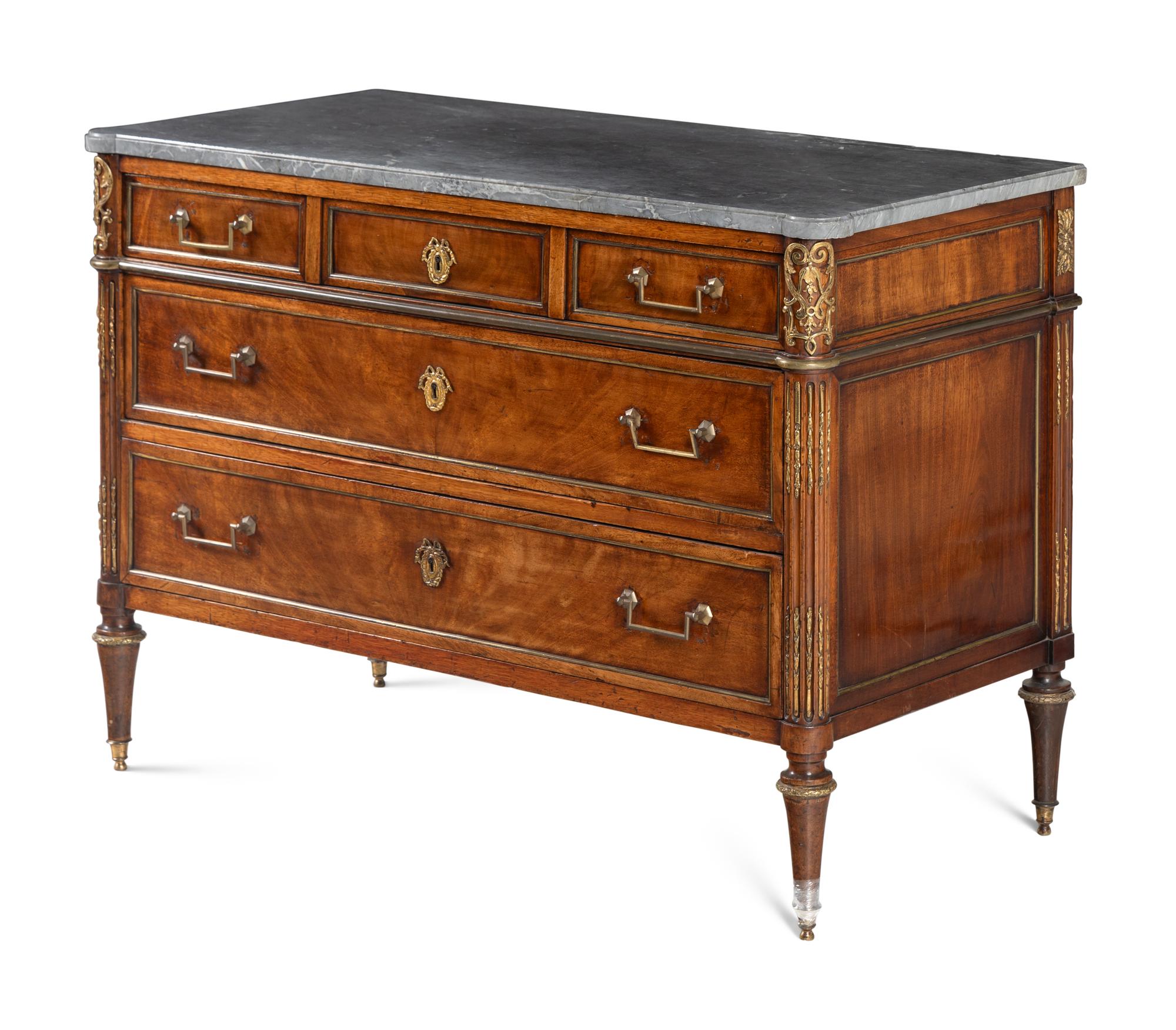 A Directoire Mahogany Marble-Top Commode