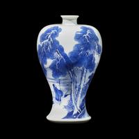 A Chinese Blue and White Porcelain Meiping Vase, Kangxi Period 清康熙 青花松下高士图梅瓶