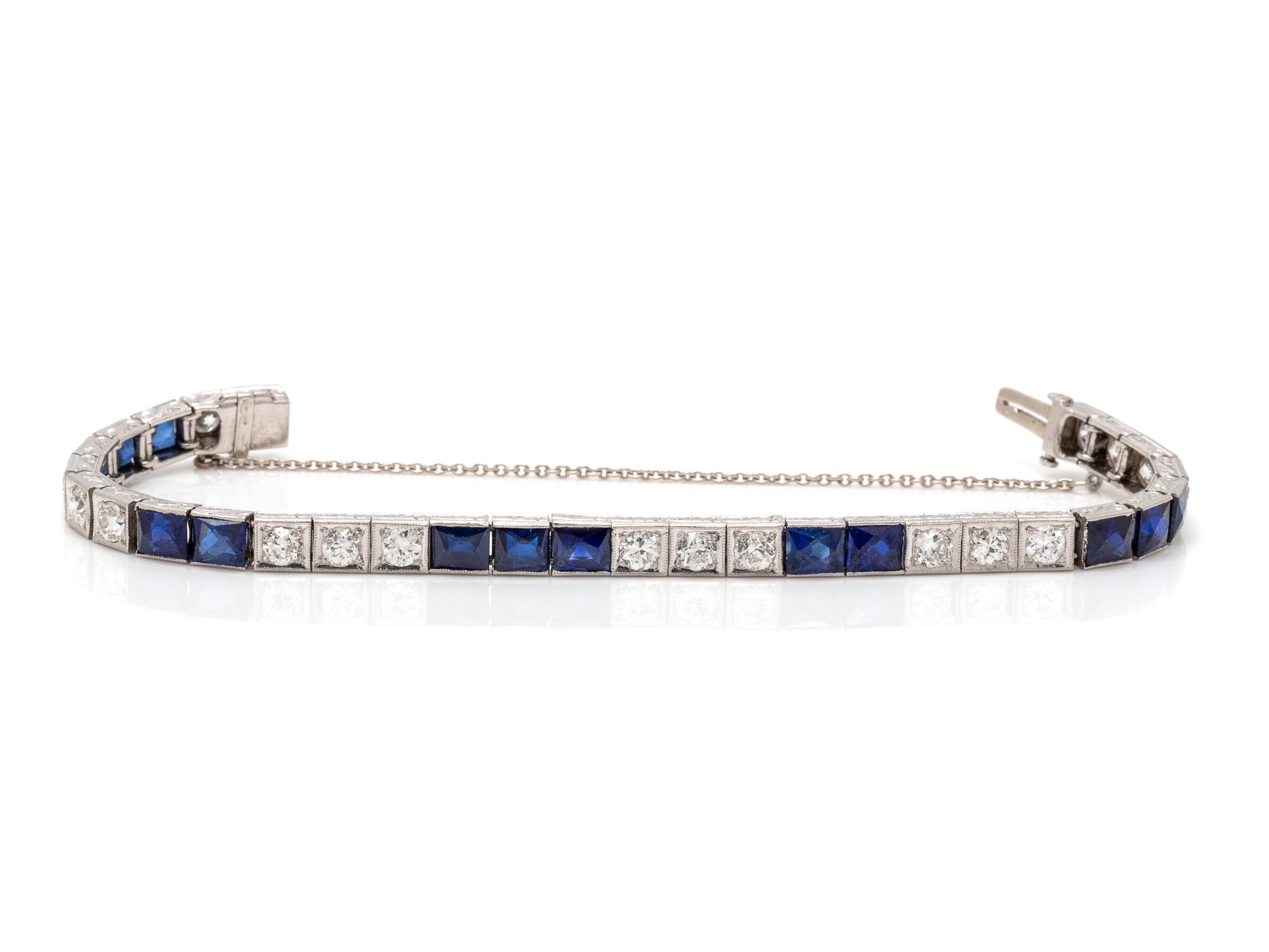 ART DECO, DIAMOND AND SYNTHETIC SAPPHIRE BRACELET