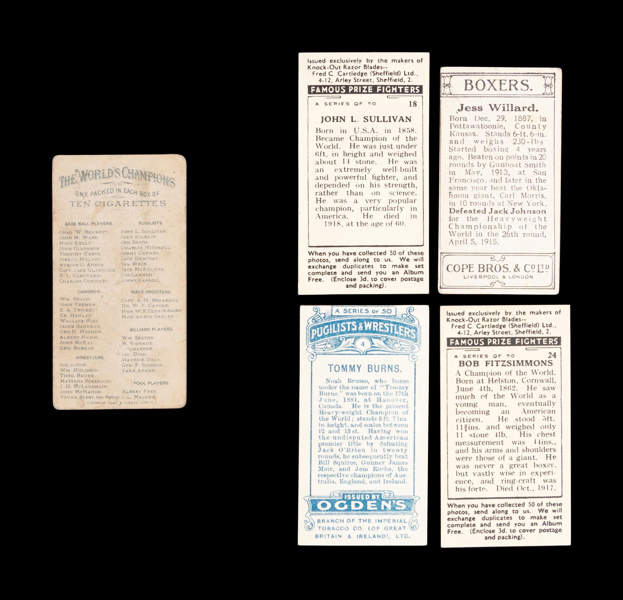 A Group of Five 19th and Early 20th Century Boxing Cards,