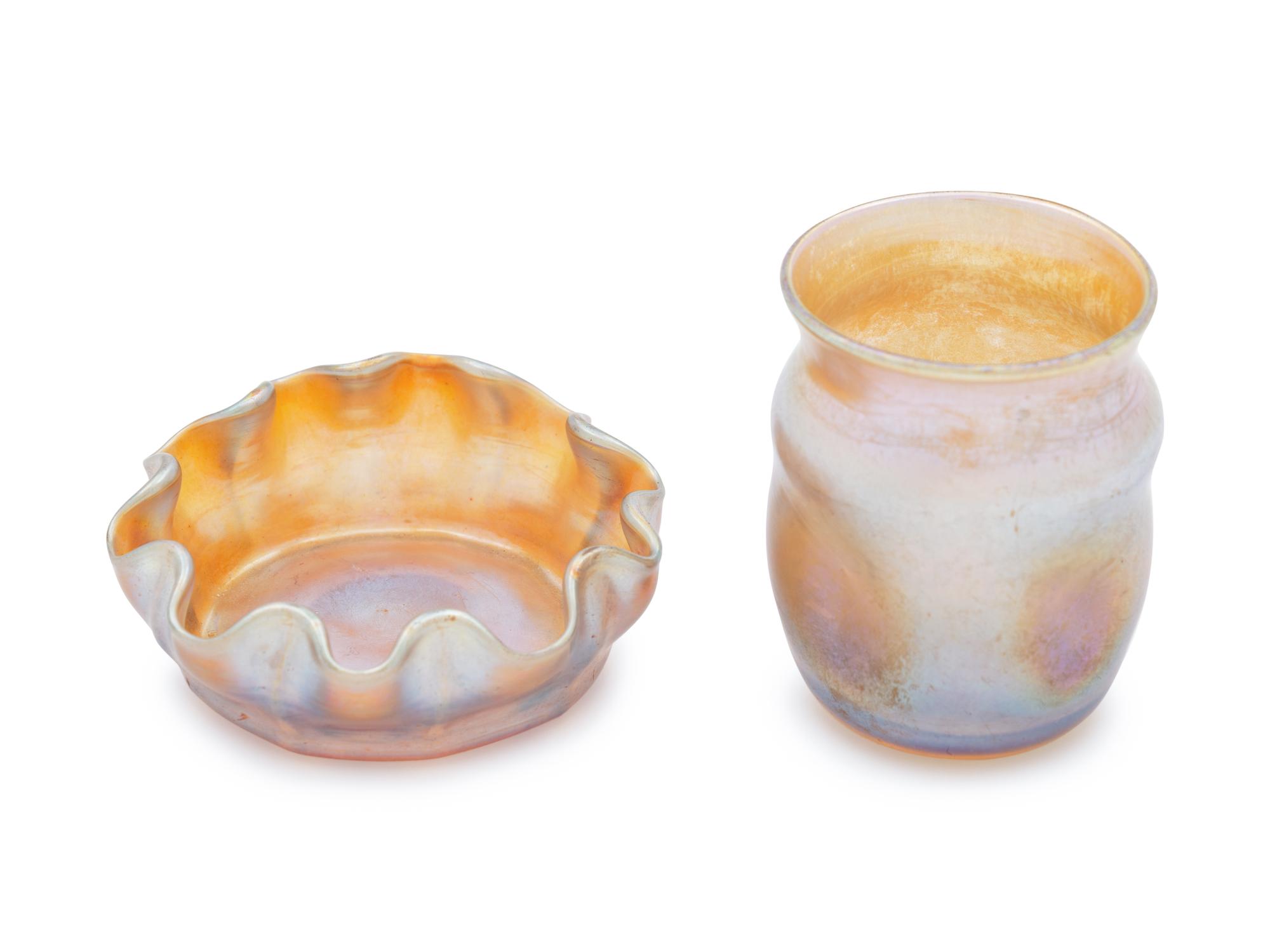 Two Tiffany Studios Favrile Glass Table Articles