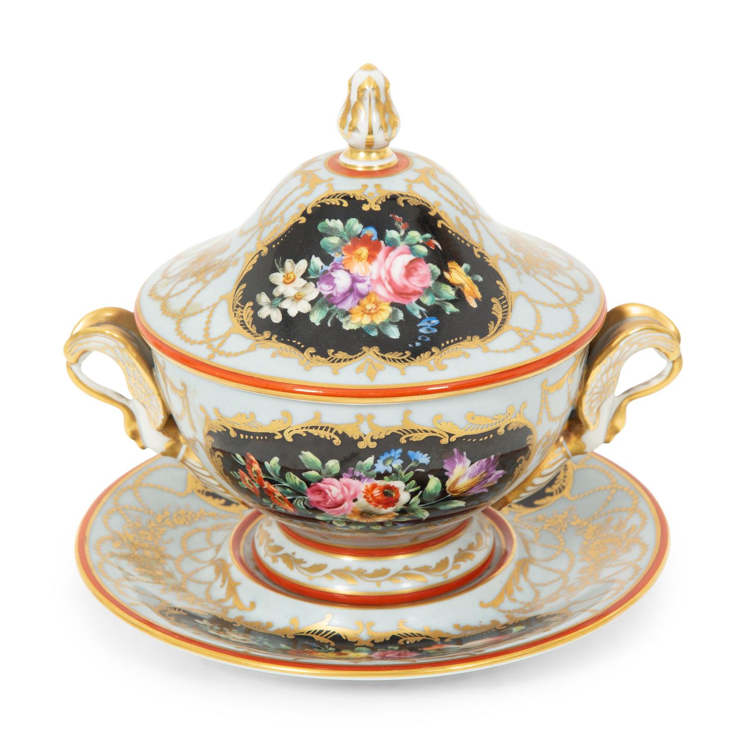 A Camille Le Tallec Porcelain Sauce Tureen and Underplate