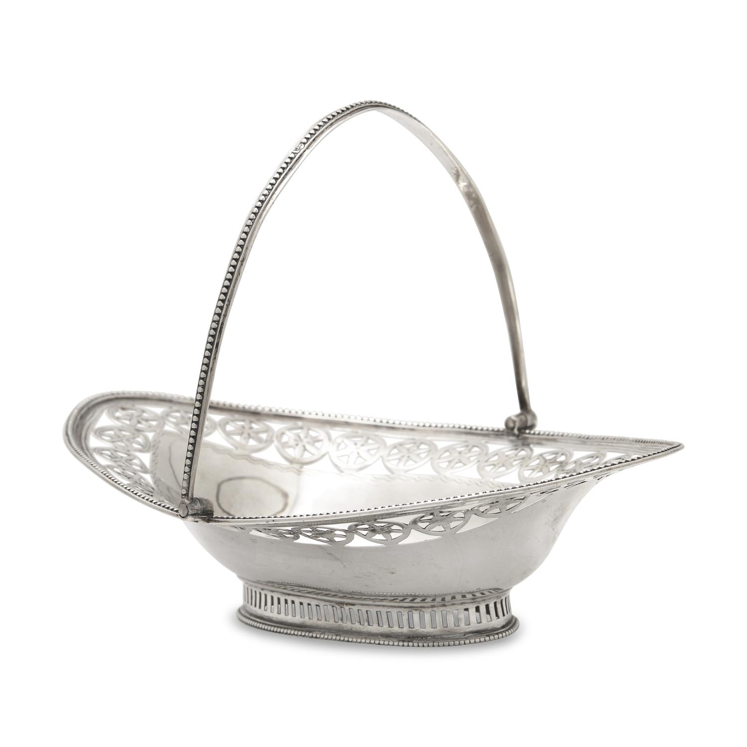 A George III Pierced Silver Lozenge-Form Sugar Basket