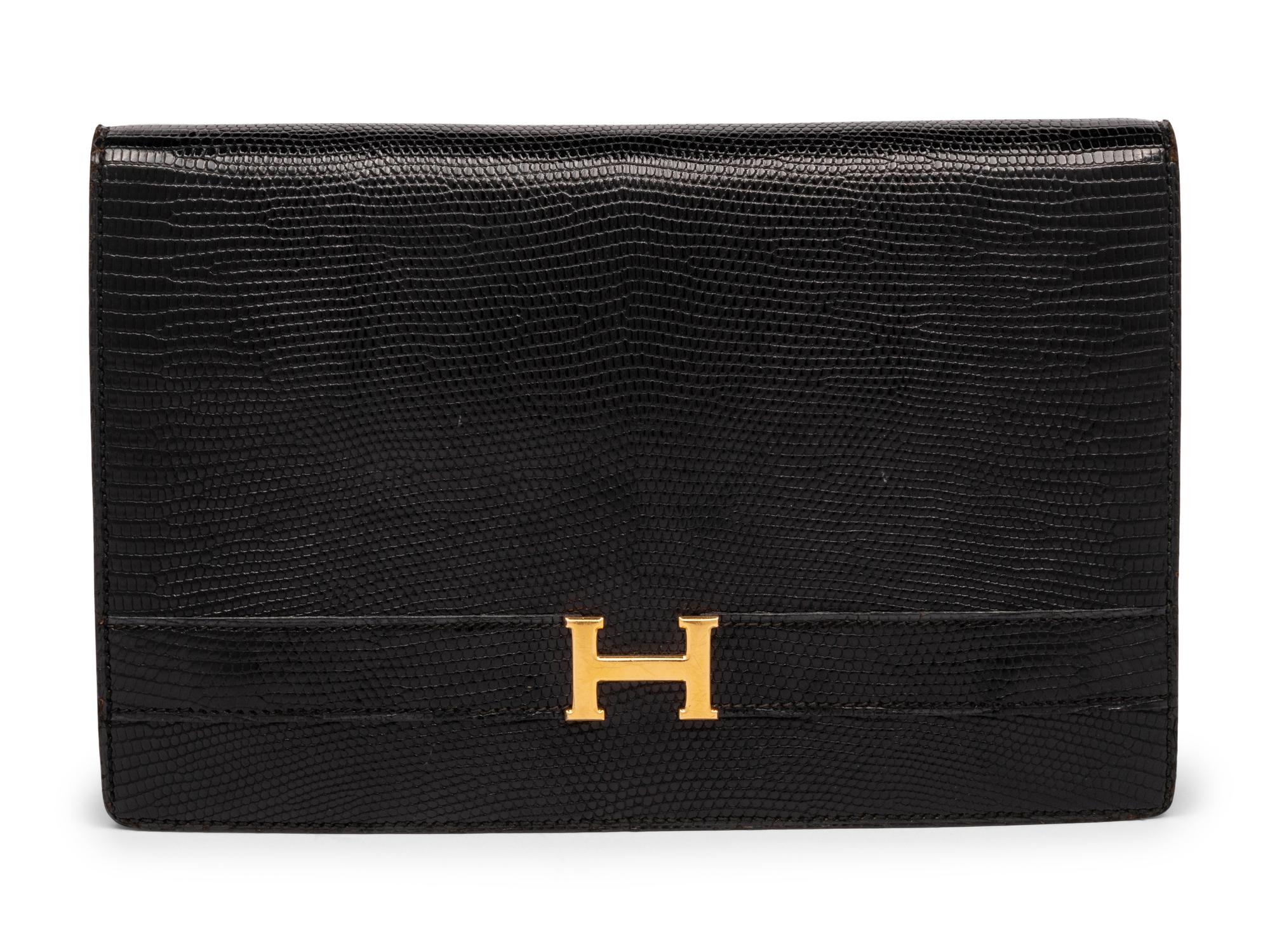 Hermès Annie Clutch in Black Lizard, 1978