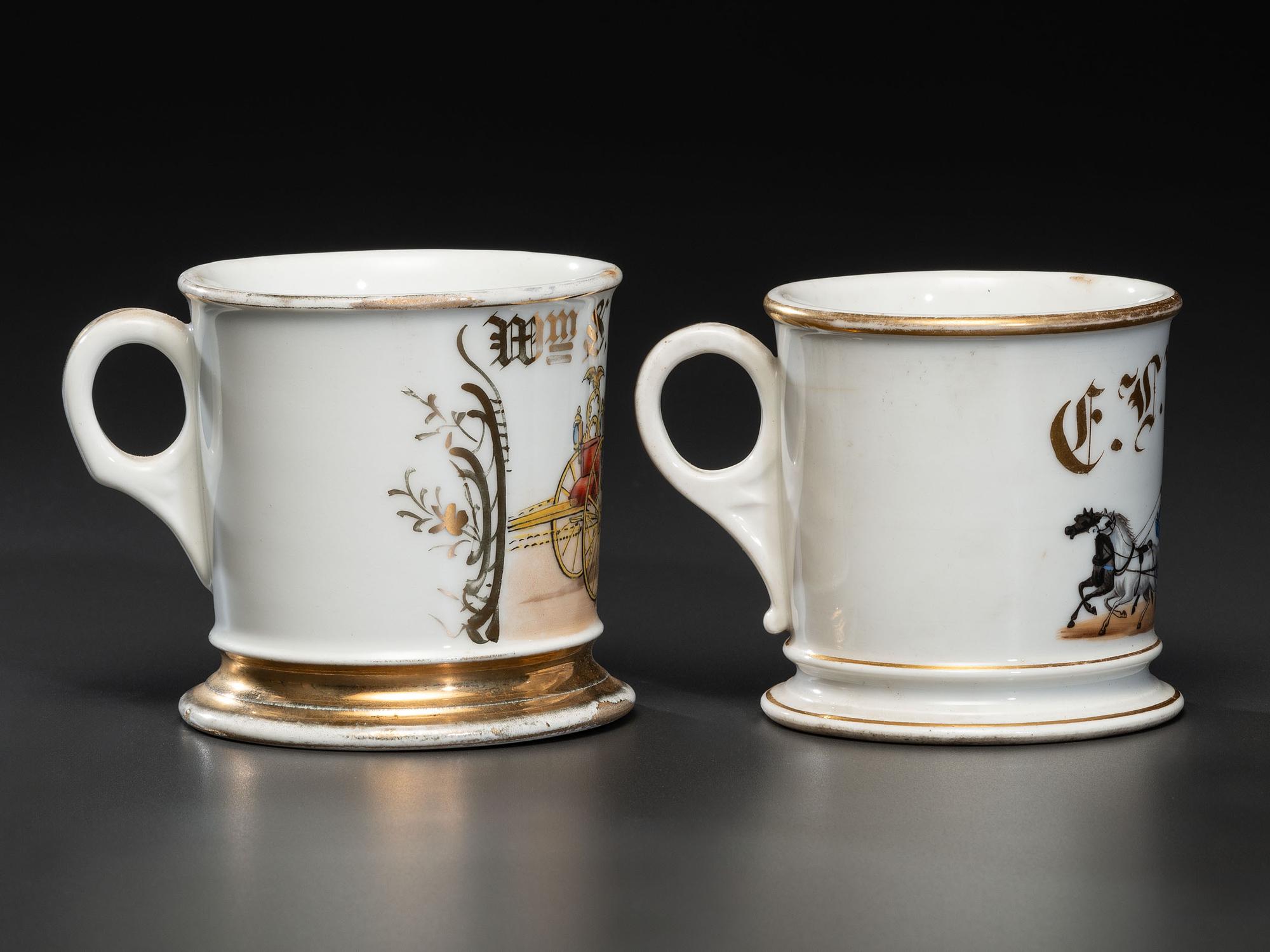 Two Fireman's Occupational Shaving Mugs