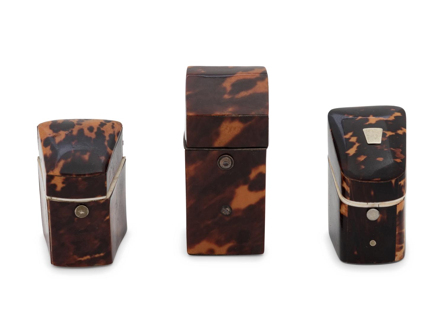 Three English Tortoise Shell Veneered Étui Cases