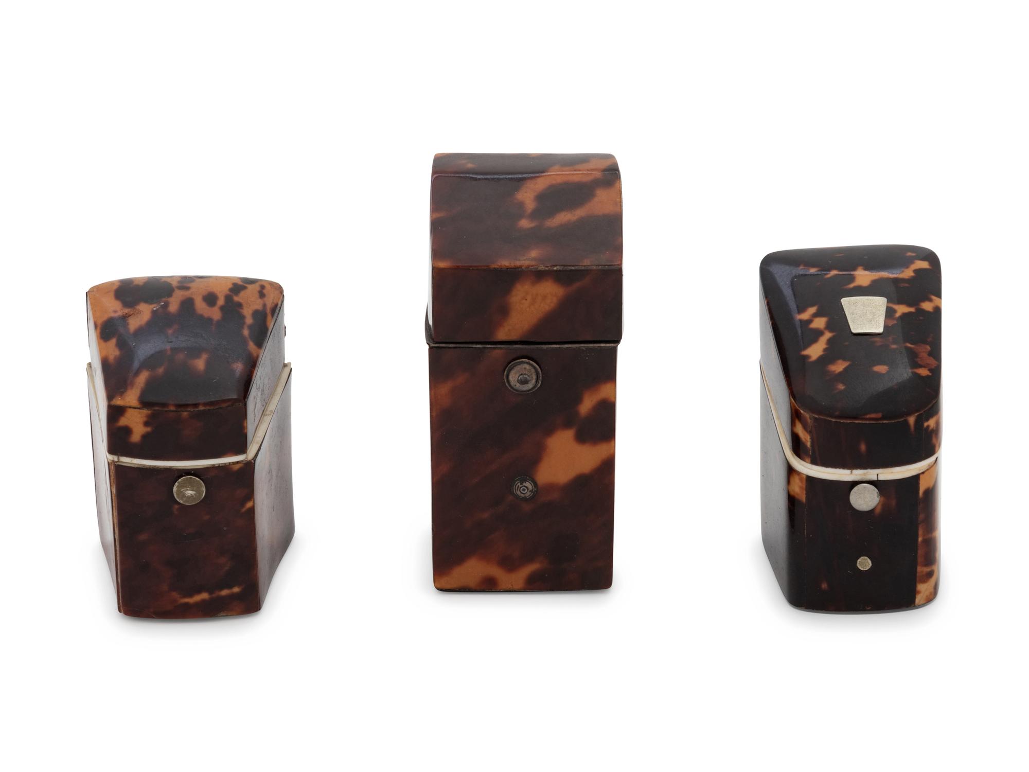 Three English Tortoise Shell Veneered Étui Cases
