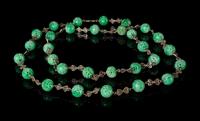 A Beaded Jadeite Necklace Length 21 inches.