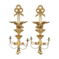 A Pair of Federal Giltwood Eagle Sconces