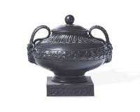 A Wedgwood and Bentley Black Basalt Covered Urn