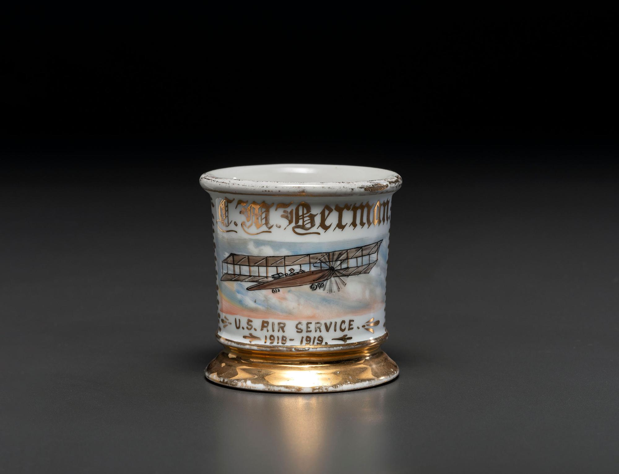 A Porcelain Shaving Mug Commemorating United States Air Service in World War I