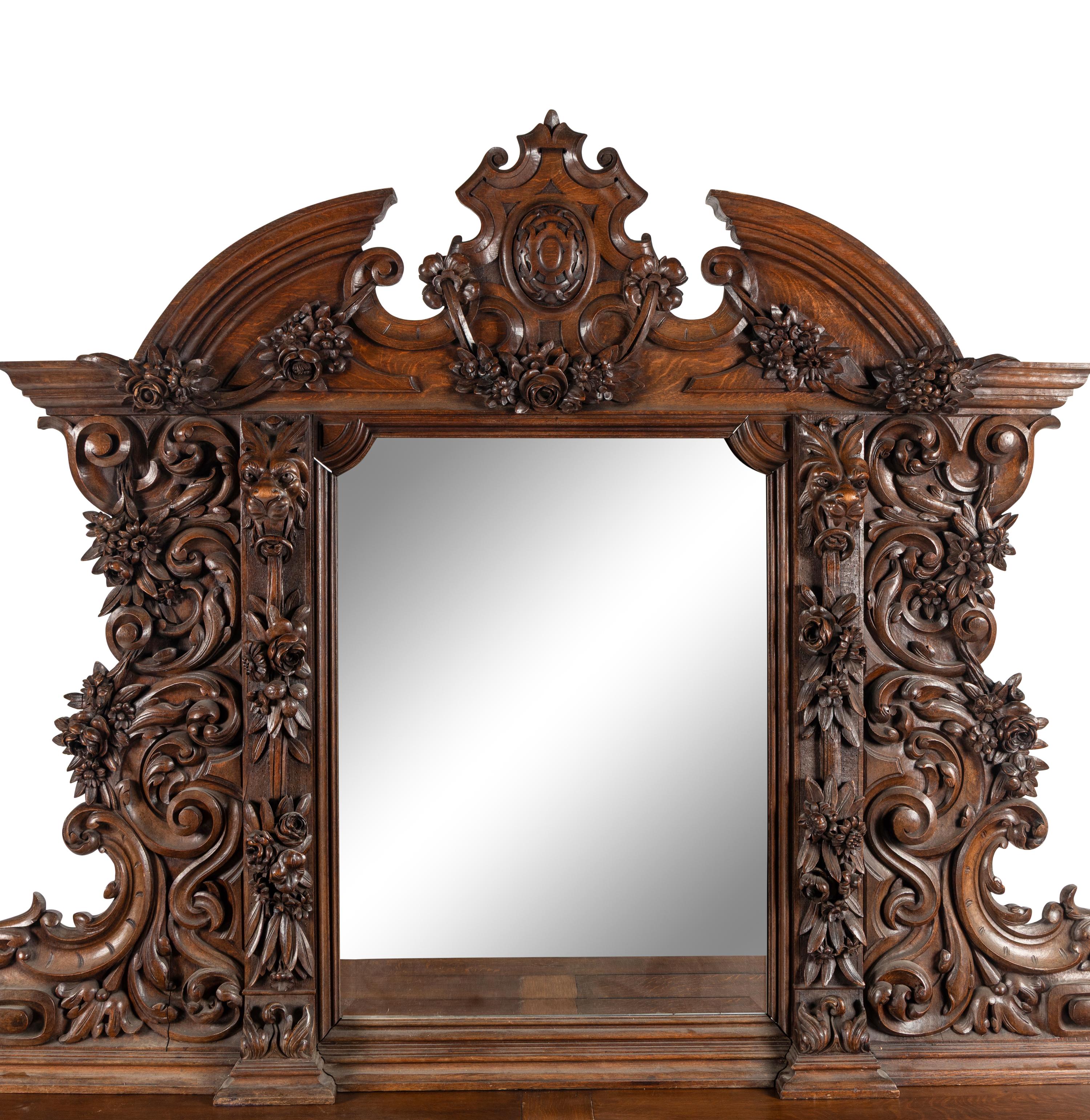 A French Carved Walnut Buffet à Deux Corps