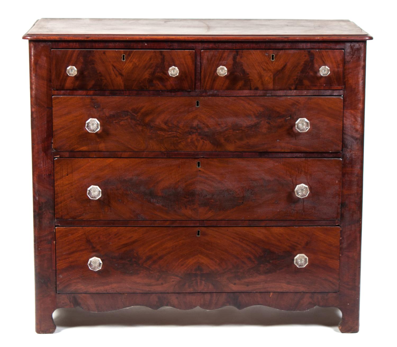 An American Mahogany Chest of Drawers Height 39 x width 43 x depth 19 inches. — LATE 19TH CENTURY
